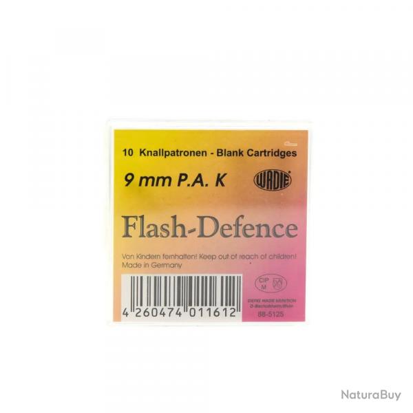 Bote de 10 munitions Flash Dfense avec sret manuelle 9mm