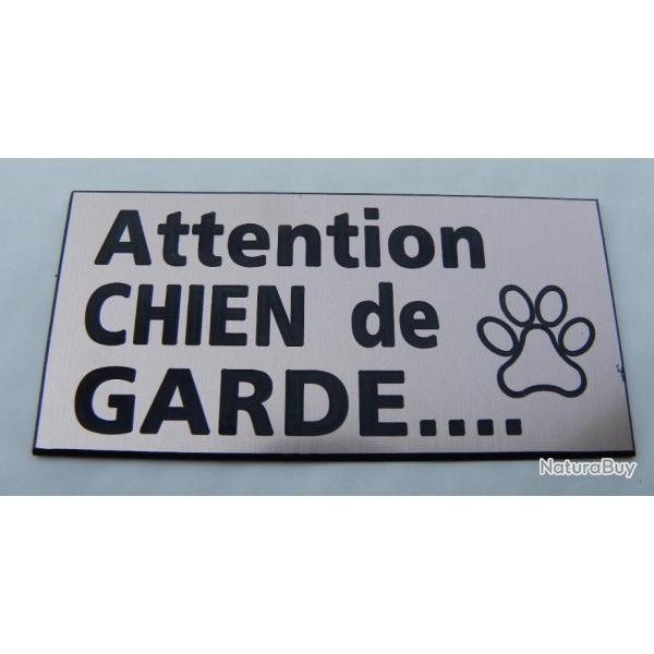 Plaque adhsive "Attention CHIEN de GARDE" format 48 x 100 mm fond CUIVRE