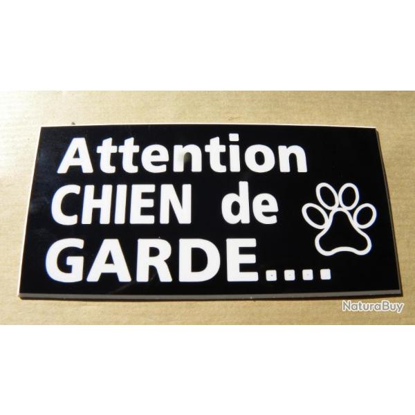 Plaque adhsive "Attention CHIEN de GARDE" format 48 x 100 mm fond NOIR