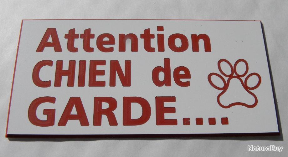 Pancarte ATTENTION AU CHIEN format 75 x 150 mm fond ROUGE