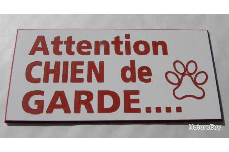 Pancarte ATTENTION AU CHIEN format 75 x 150 mm fond ROUGE