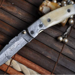 Couteau pliant Damas fait à la main - Objets d'art (3)
