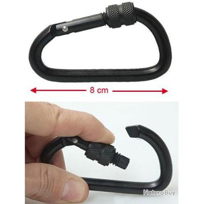 Lot De 2 Mousquetons Grande Taille Noirs – Mousquetons Sécurité Aluminium Ultra Légers Pour Randonnée, Hamac, Camping