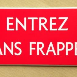Pancarte "ENTREZ SANS FRAPPER"  format 75 x 150 mm fond ROUGE