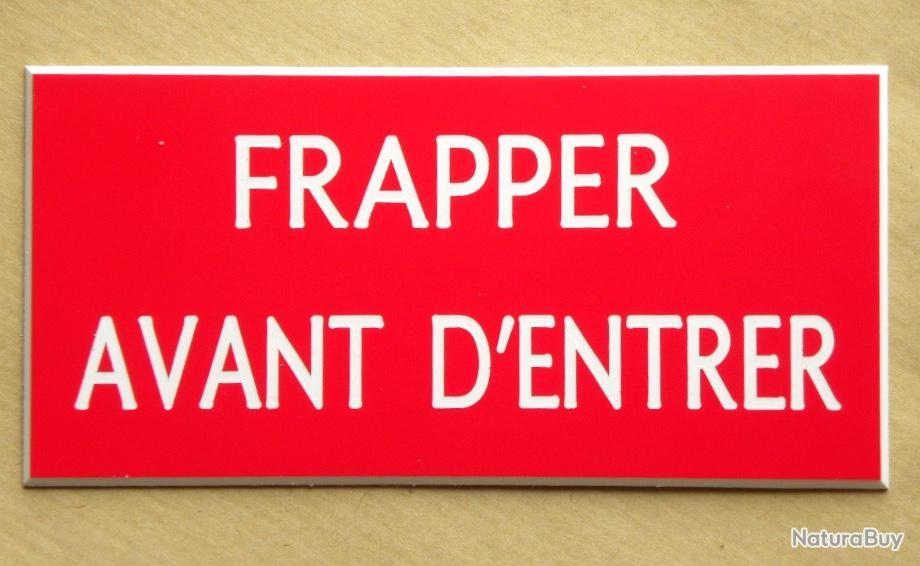 Panneau "FRAPPER AVANT D'ENTRER" format 98 x 200 mm fond ROUGE Autres