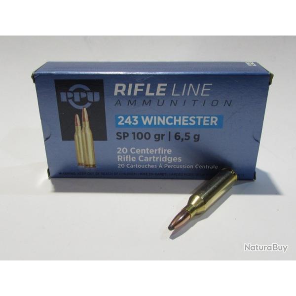 1 boites neuve de 20 cartouches Partizan  de calibre 243 Winchester, 100 grains , SP