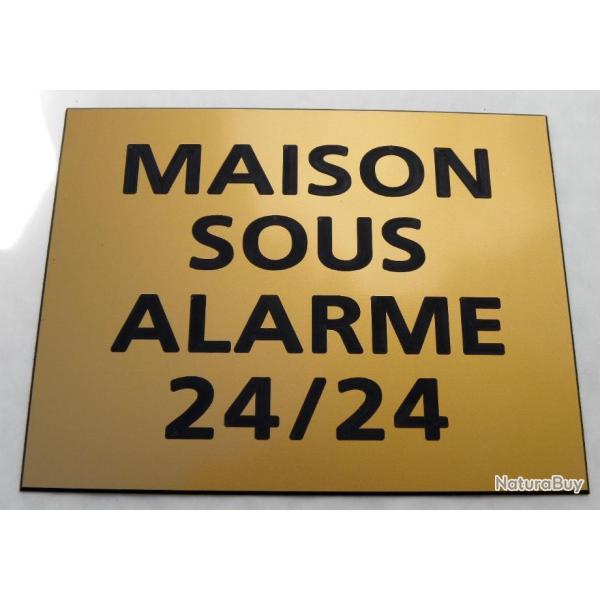 Pancarte adhsive "MAISON SOUS ALARME 24/24" format 150 x 115 mm fond OR