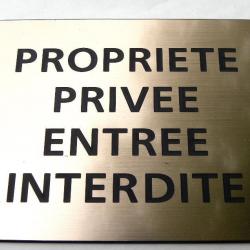 Pancarte adhésive "PROPRIETE PRIVEE ENTREE INTERDITE" format 150 x 115 mm fond CUIVRE
