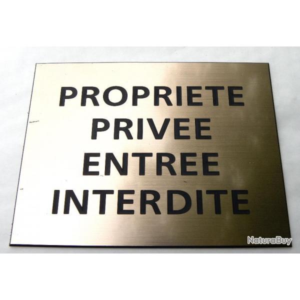Pancarte adhsive "PROPRIETE PRIVEE ENTREE INTERDITE" format 150 x 115 mm fond CUIVRE