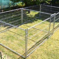 Chenil triple accolé 3 x 100 m² chenil XXL enclos chien parc chien cage chien chenil GALVANISE