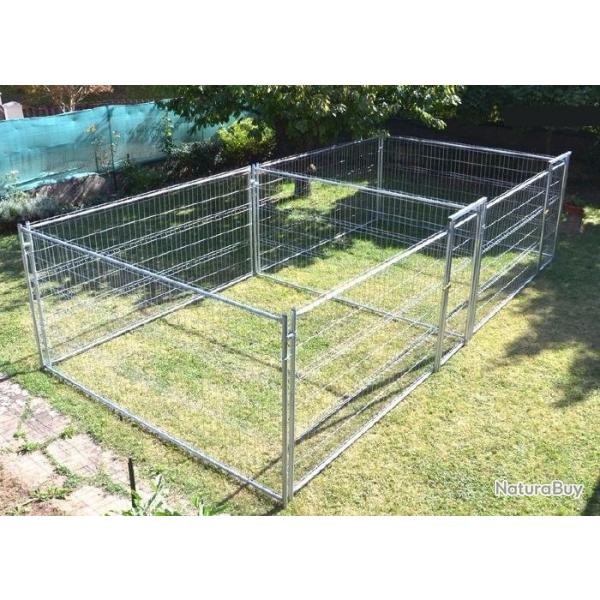 Chenil double 2x50 m renfoc chenil XXL enclos chien parc chien cage chien chenil GALVANISE