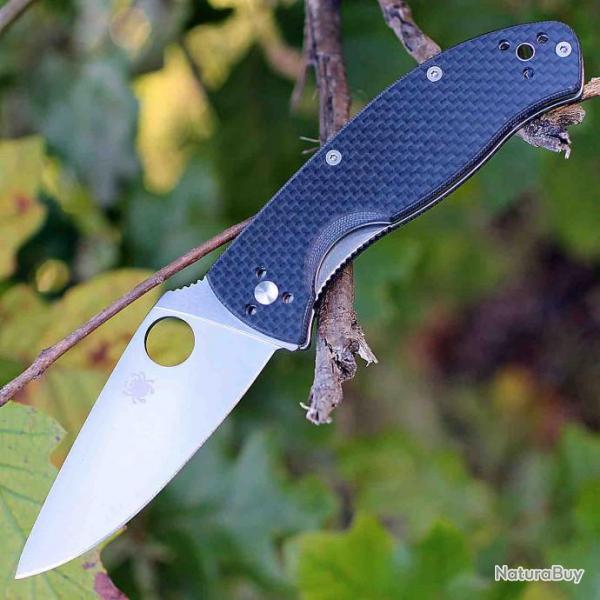 Couteau Spyderco Tenacious Carbon Fiber/G10 Lame Acier 8Cr13MoV Linerlock SC122CFP