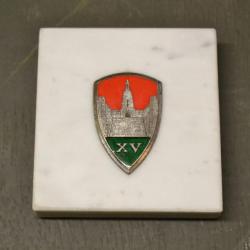 Presse papier marbre avec insigne 15° brigade motorisée 15 BM / XV° brigade blindée 15 XV