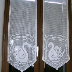 Rideaux Cygnes Oiseaux crochet fait main création . Occasion.