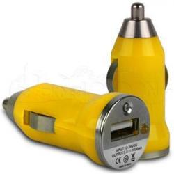 Chargeur USB Allume Cigare 1A pour iPhone Samsung Android GPS MP3, Couleur: Jaune