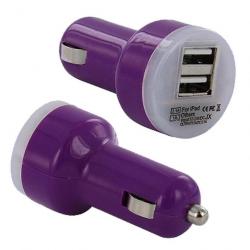 Double chargeur USB Voiture Allume Cigare pour iPhone iPad Tablettes Samsung Sony GPS, Couleur: Vio