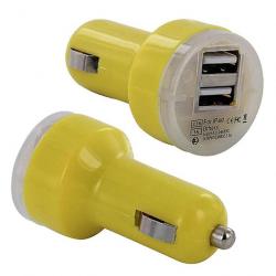 Double chargeur USB Voiture Allume Cigare pour iPhone iPad Tablettes Samsung Sony GPS, Couleur: Jau