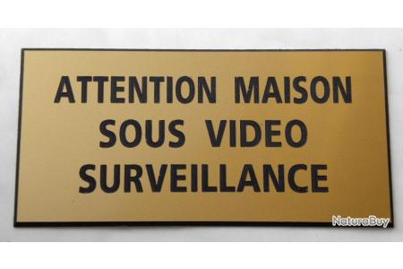 Panneau ATTENTION MAISON SOUS VIDEO SURVEILLANCE format 98 x 200 mm fond  OR - Alarme et vidéosurveillance (4318336)