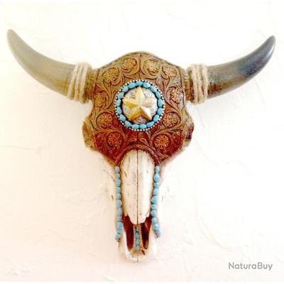 Vache Skull Art - Crâne de vache gris authentique sculpté à