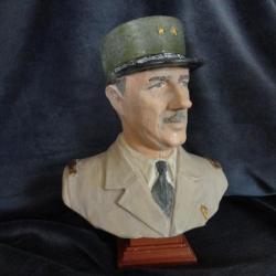 Buste du Général de Gaulle, polychrome marron