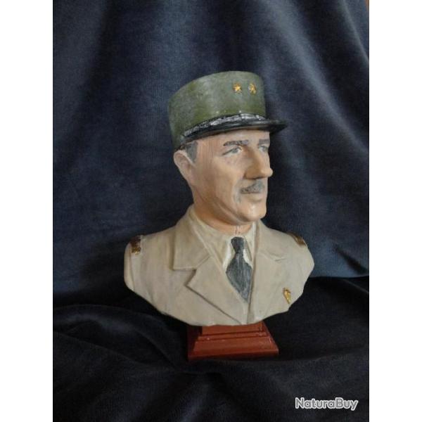 Buste du Gnral de Gaulle, polychrome marron
