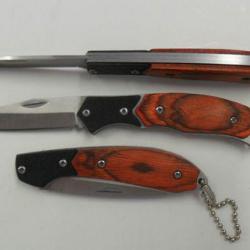 Couteau Pliant de Poche Lame Acier 6,8 cm Manche Bois 8,5 cm Style Canif