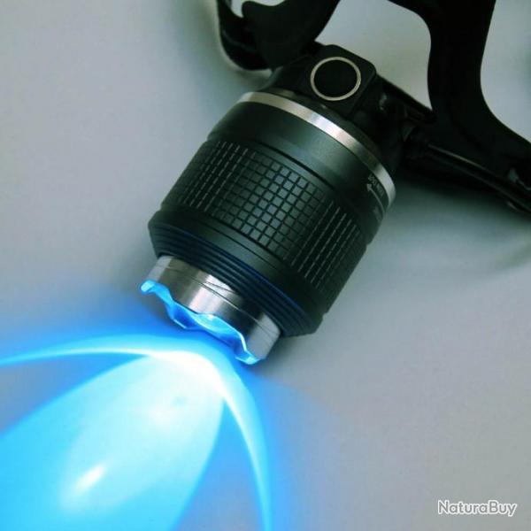 Lampe Frontale CREE multifonction avec LED Bleu Blanc Rouge