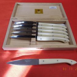 6 couteaux de table manche ivoirine, Claude DOZORME, réf 4590