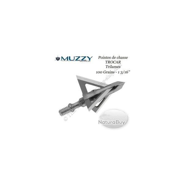 MUZZY Trocar Pointes de chasse  lames fixes trilame 100 grains