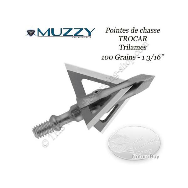 MUZZY Trocar Pointes de chasse  lames fixes trilame 100 grains