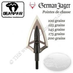 BEARPAW GERMAN JAGER Pointes de chasse bilames fixes 100