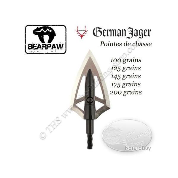 BEARPAW GERMAN JAGER Pointes de chasse bilames fixes 100