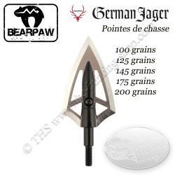 BEARPAW GERMAN JAGER Pointes de chasse bilames fixes 125