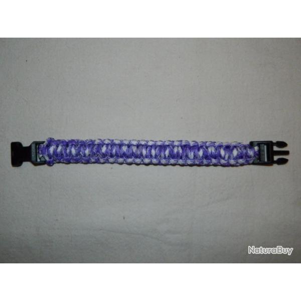 Bracelet paracorde 24cm - violet blanc