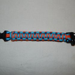 Bracelet paracorde 22cm avec sifflet d'urgence- orange et bleu