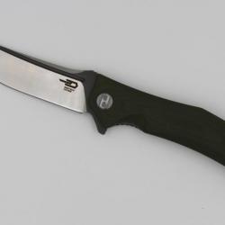 Couteau Bestech Knives Scimitar Lame Acier D2 Manche Green G-10 Linerlock BTKG05B2