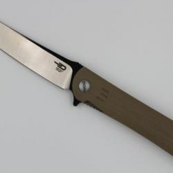 Couteau Bestech Knives Tanto Kendo Lame Acier D2 Manche Tan G-10 Linerlock BTKG06C2