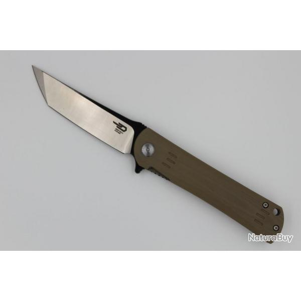 Couteau Bestech Knives Tanto Kendo Lame Acier D2 Manche Tan G-10 Linerlock BTKG06C2