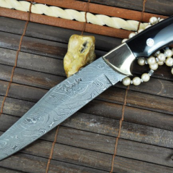 Bowie  couteau de chasse en acier  Damas avec la gaine (2)
