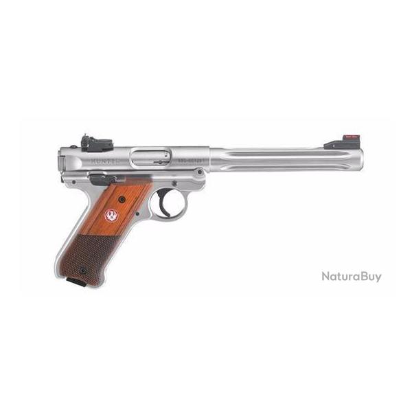 Pistolet Inox Ruger Mark IV calibre .22LR canon 6.88" 10 coups - Hunter Flute