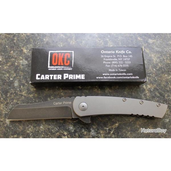 Couteau Ontario Carter Prime Lame Acier D2 Manche Titane Framelock Clip ON8875