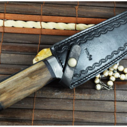 Couteau de chasse Damas et bois de Frêne (2)