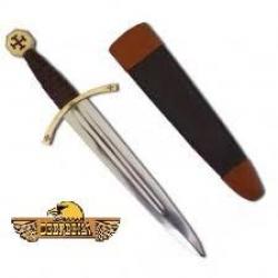Dague poignard de combat Templier forgée avec fourreau cuir