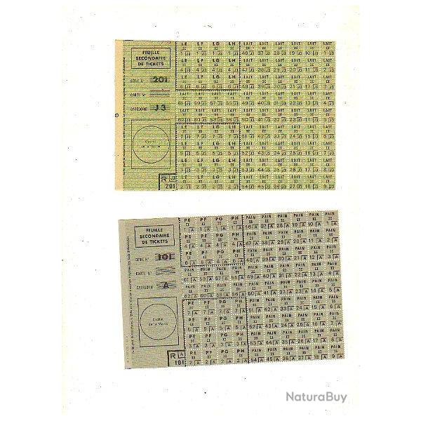 tickets de rationnement J3 et A . lait et pain