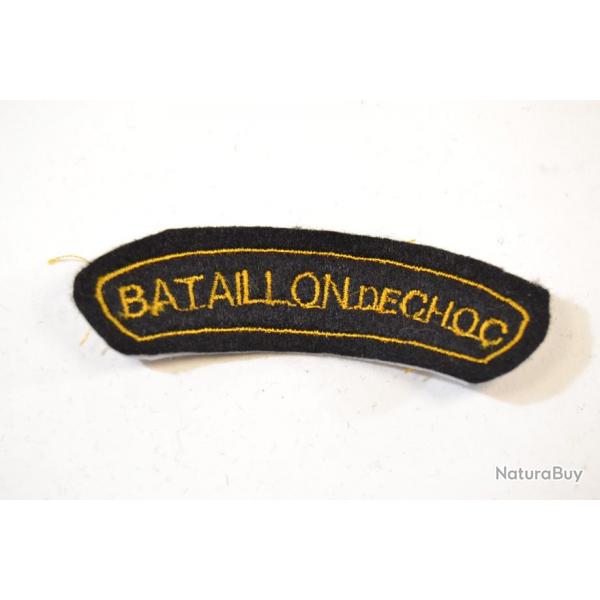 Repro patch de bras / insigne brod BATAILLON DE CHOC or (France Indochine (B)