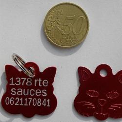 MEDAILLE Gravée chat rouge grand modèle gravure, personnalisation offerte
