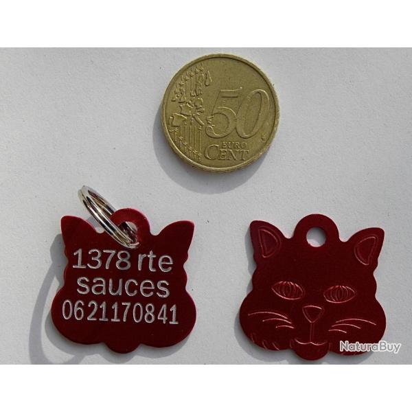 MEDAILLE Grave chat rouge grand modle gravure, personnalisation offerte