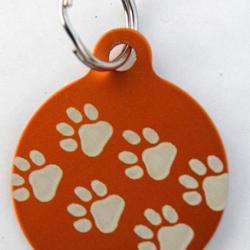 MEDAILLE Gravée chien orange 32 mm"patte" grand modèle gravure, personnalisation offerte