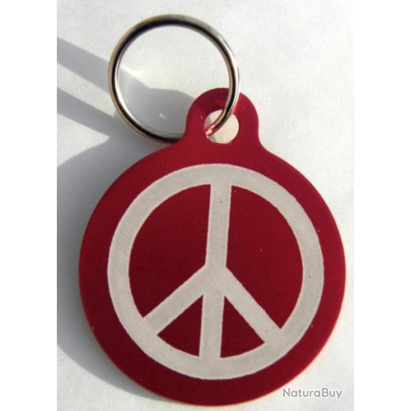 MEDAILLE Grave chien rouge 32 mm"peace and love" grand modle gravure, personnalisation offerte