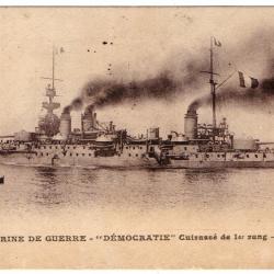 CPA - Marine de Guerre -" DÉMOCRATIE" Cuirasse de 1er rang   N°345